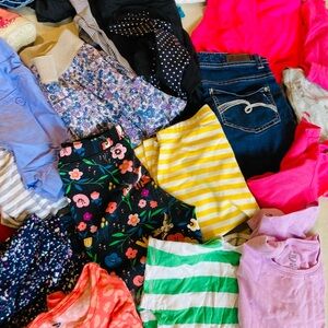 HUGE LOT ☮️ 50pc Girls Clothing Size 9/10 Misc Shirts Pants Dresses Shoes Resale